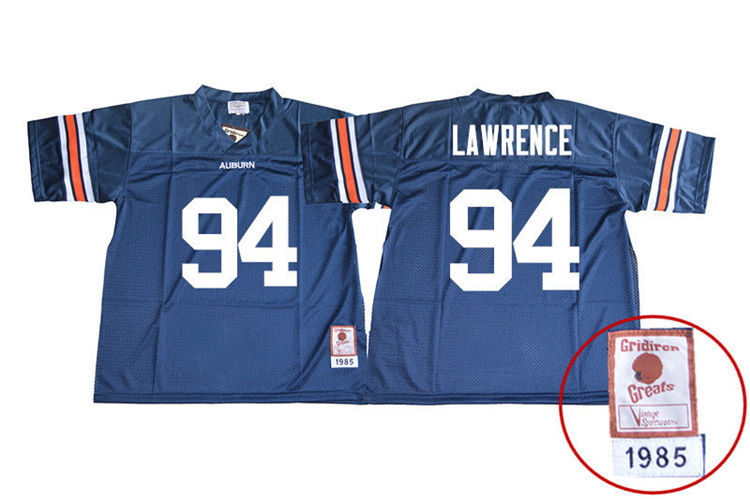 Auburn Tigers Men's Devaroe Lawrence #94 Navy Stitched College 1985 Throwback NCAA Authentic Football Jersey XPK5074TN